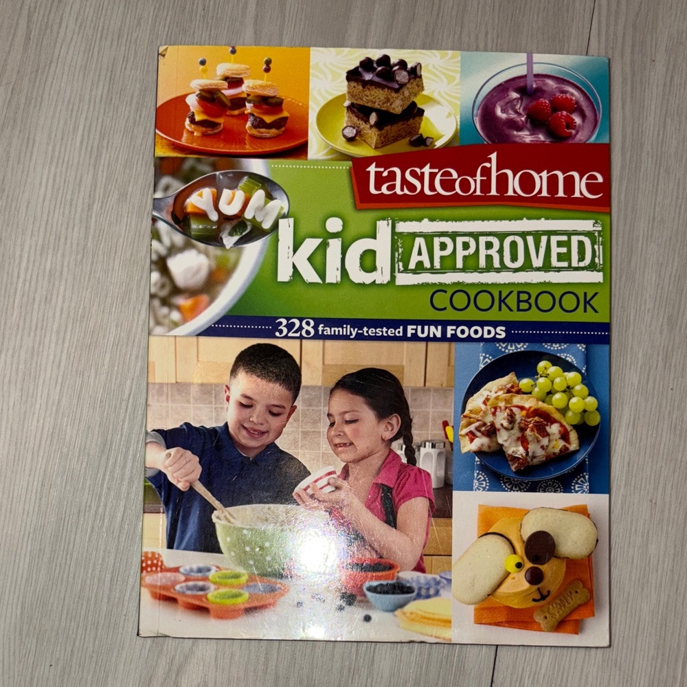 Taste of Home Kid Approved Cookbook with Green and Red Accents